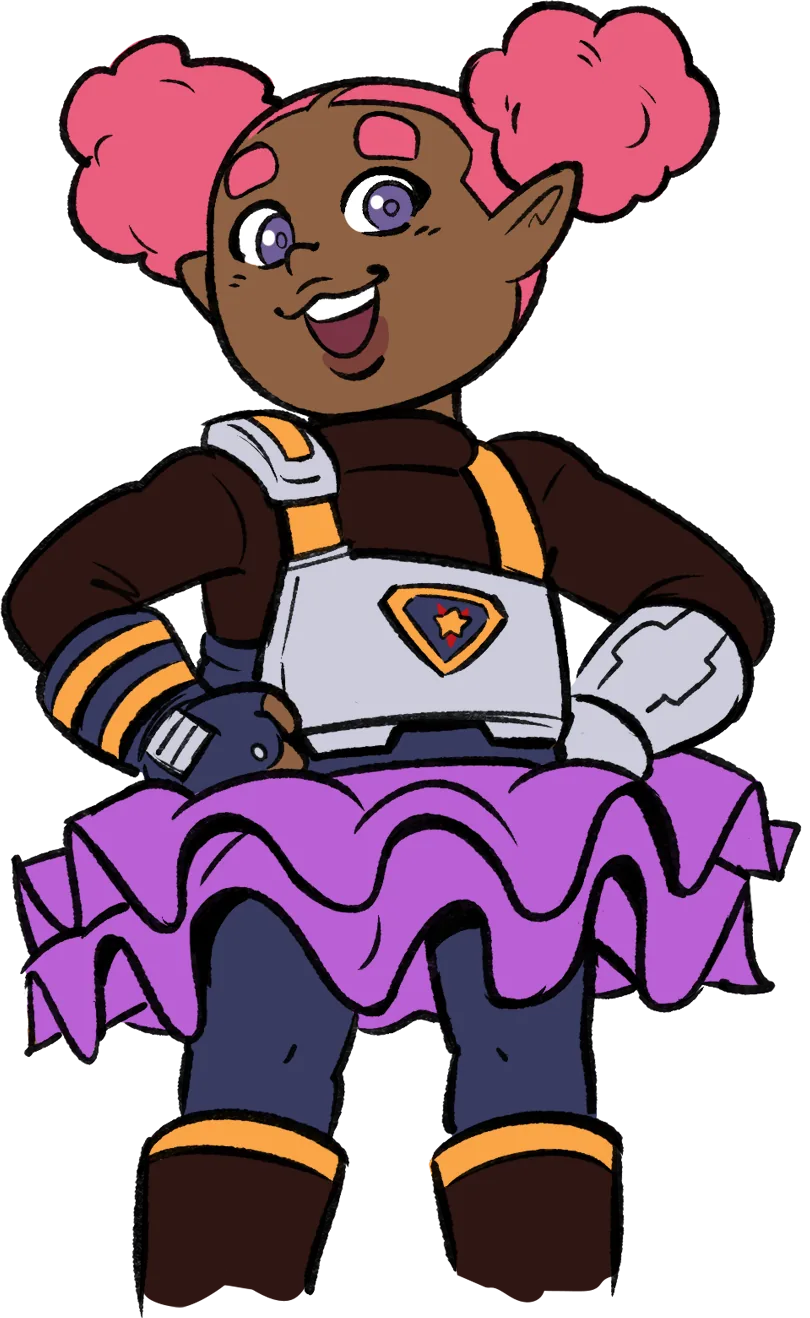 Bubbles in a Starforce superhero pose